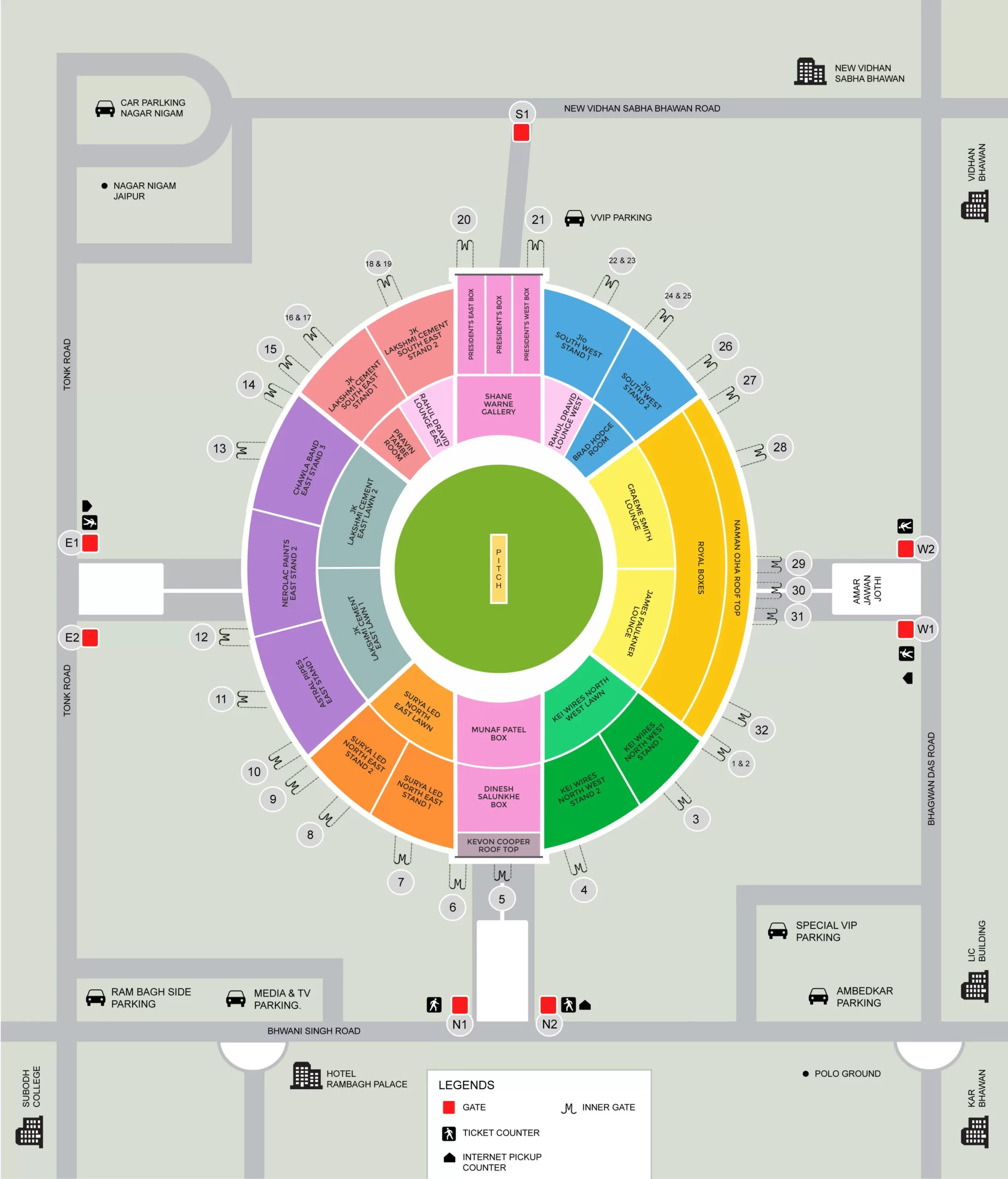 SAWAI MANSINGH STADIUM MAP