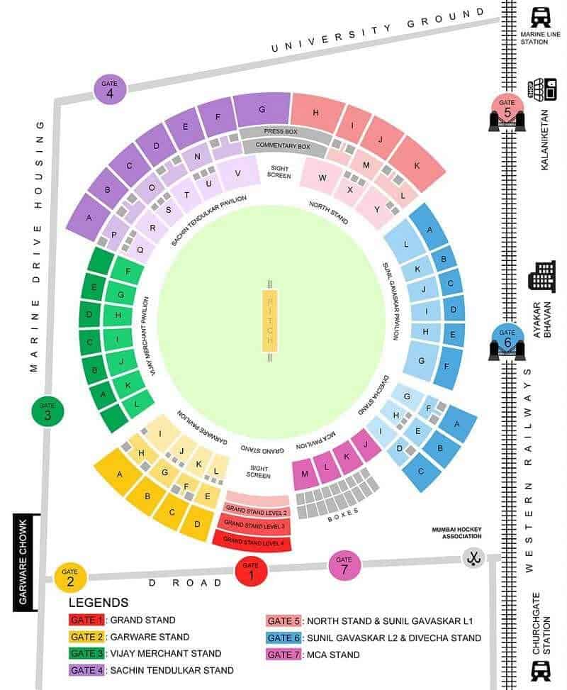 Wankhede Stadium Seating Plan
